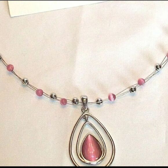 Lia Sophia COTTON CANDY Necklace, Pink Cat's Eye, NWOT - Picture 5 of 5
